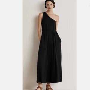 Boden Women One Shoulder Black Jersey Midi Dress Size 12 EUC